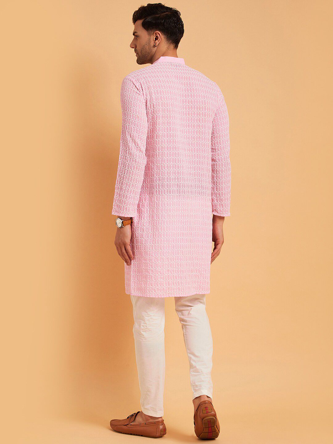 SOJANYA Mandarin Collar Ethnic Motifs Embroidered Thread Work Pure Cotton Kurta