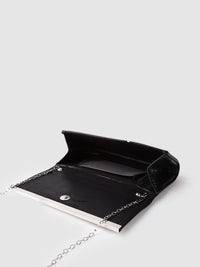 Lino Perros Black Croc Textured Clutch with Detachable Sling Strap