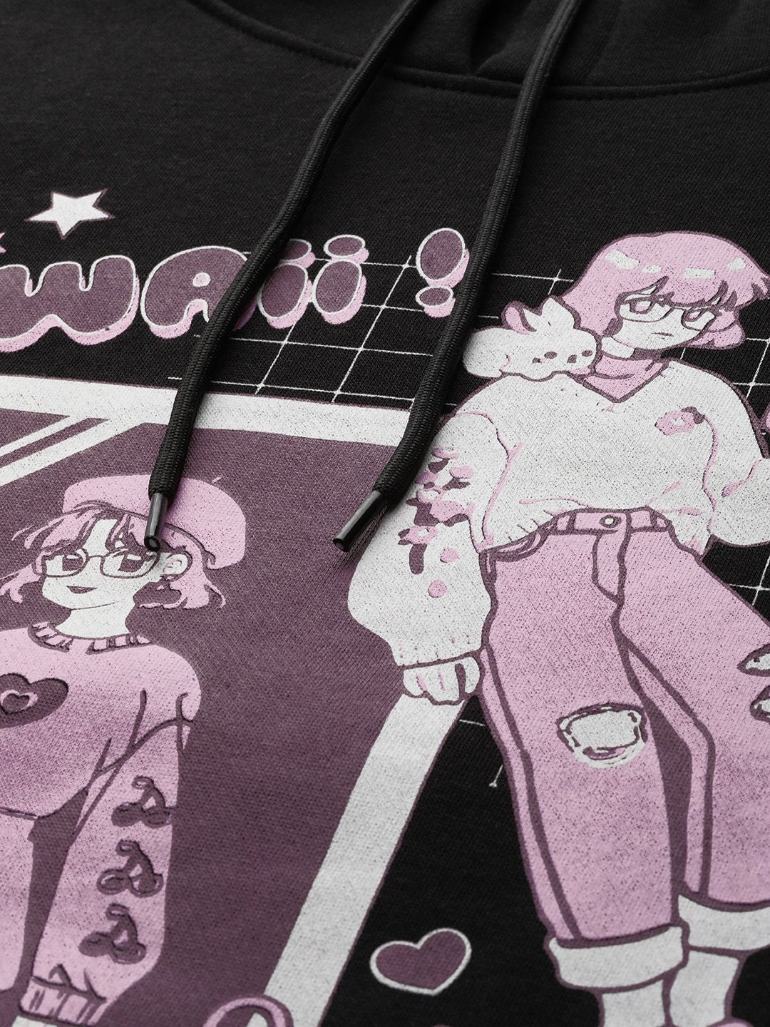 DressBerry Kawaii Printed Drop-Shoulder Hooded Sweatshirt