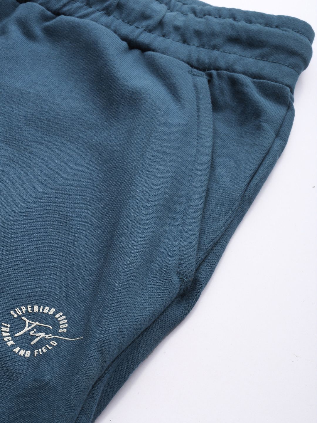 The Indian Garage Co Men Teal Blue & Black Colorblocked Joggers