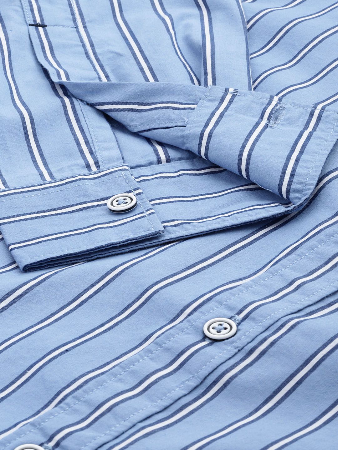 The Indian Garage Co Men Blue & White Slim Fit Striped Casual Shirt