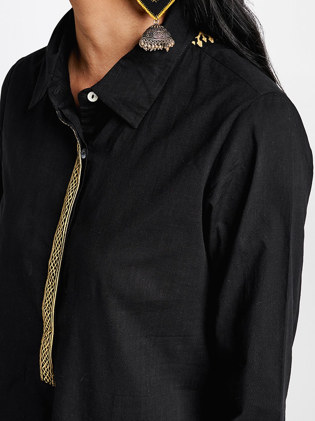 Global Desi Women Black Printed A-Line Dress