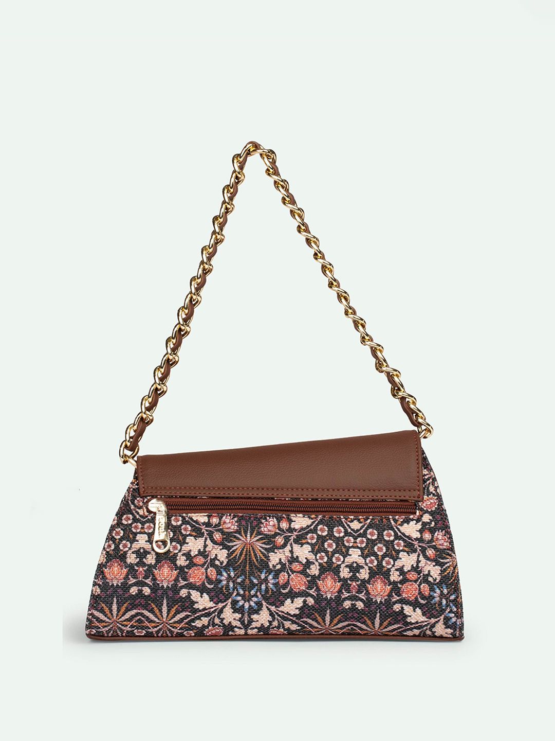 ZOUK Floral Printed Half Moon Sling Bag with Tasselled