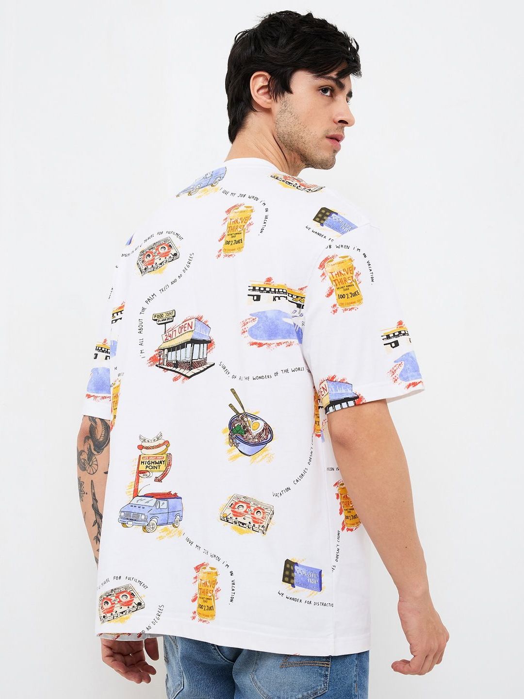 SPYKAR Men Conversational Printed Round Neck Cotton Relaxed Fit T-shirt