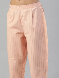 KALINI Striped Embroidered Thread Work Kurta with Trouser