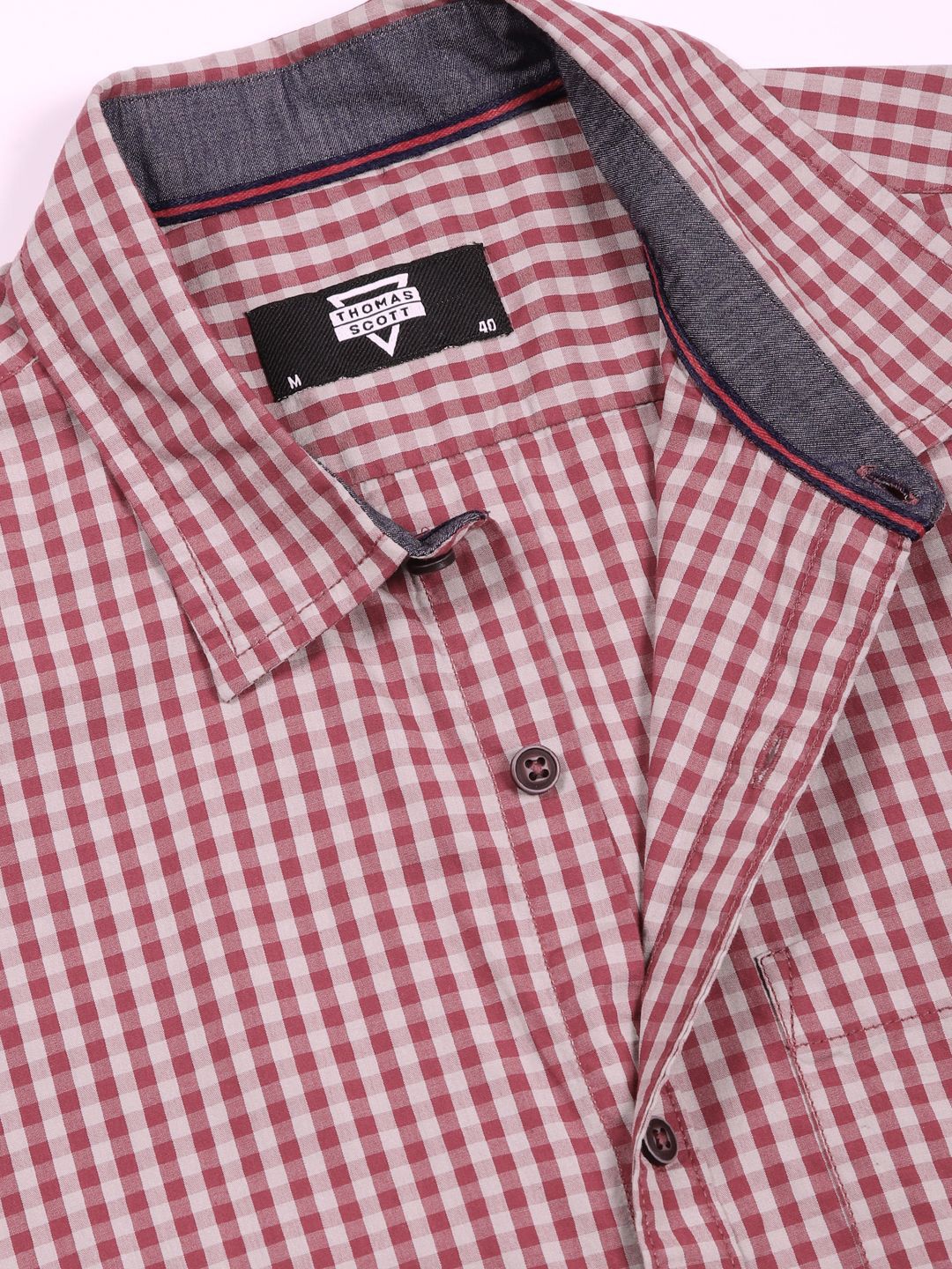 Thomas Scott Men Premium Gingham Checks Casual Shirt