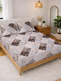 Myntra Elegant Homes Brown Geometric 300 TC King Bedsheet with 2 Pillow Covers