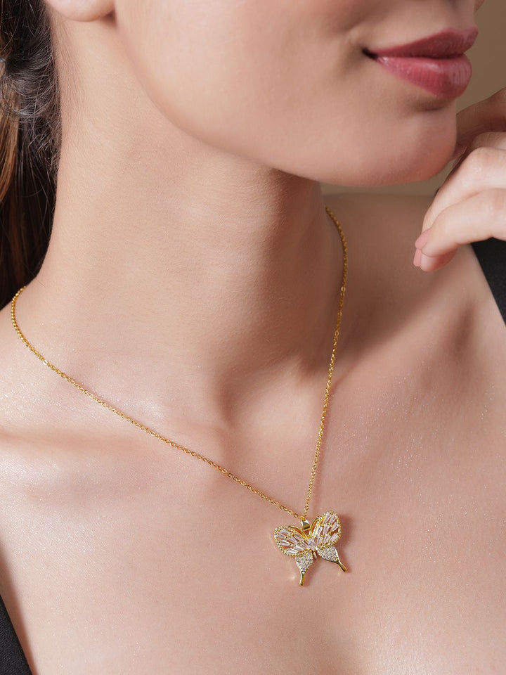 Rubans 18k Goldplated Steelless Steel Tarnishfree Waterproof Cz Demi-Fine Necklace