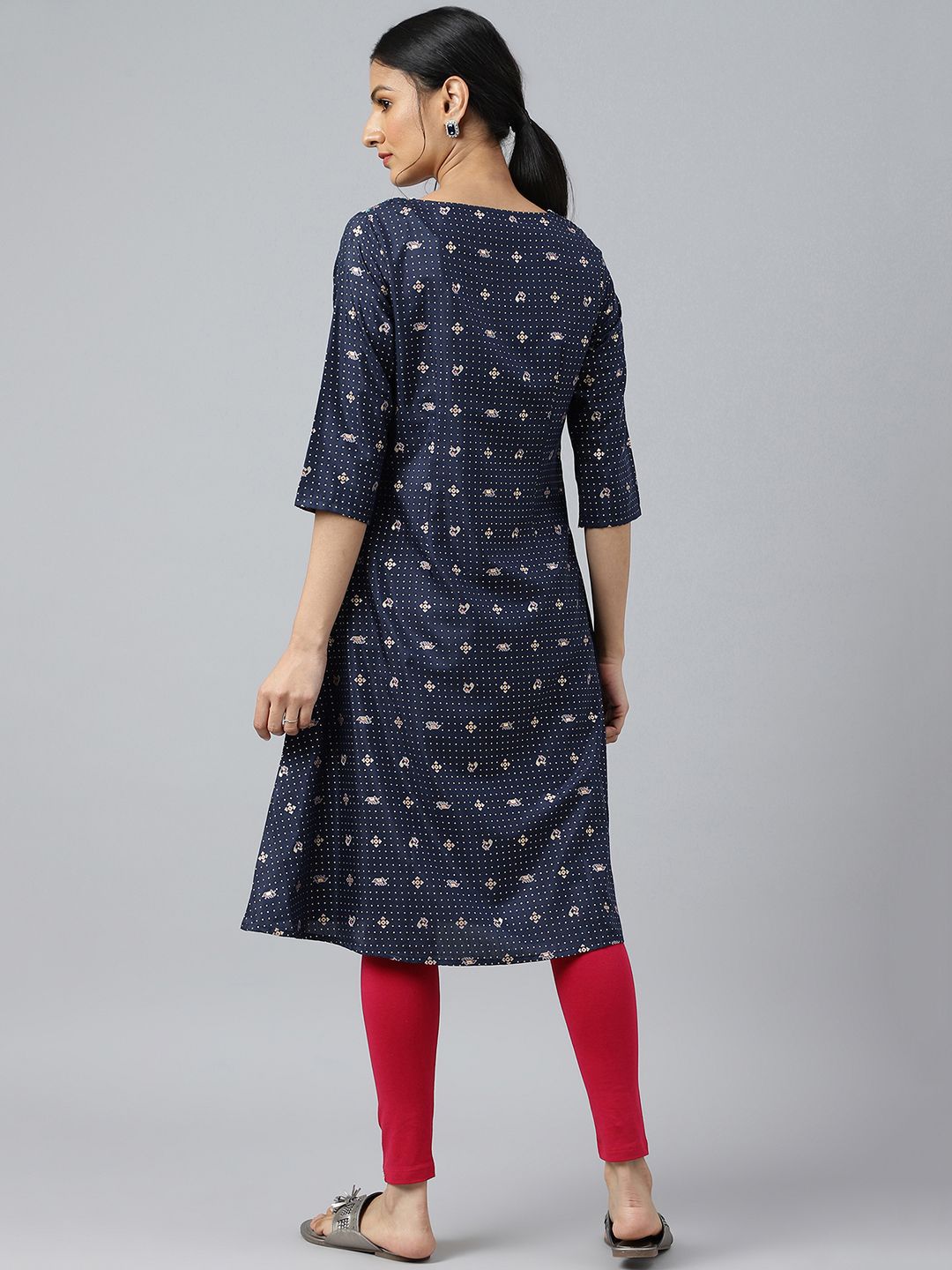 W Geometric Woven Design Thread Work A-Line Kurta