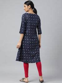 W Geometric Woven Design Thread Work A-Line Kurta