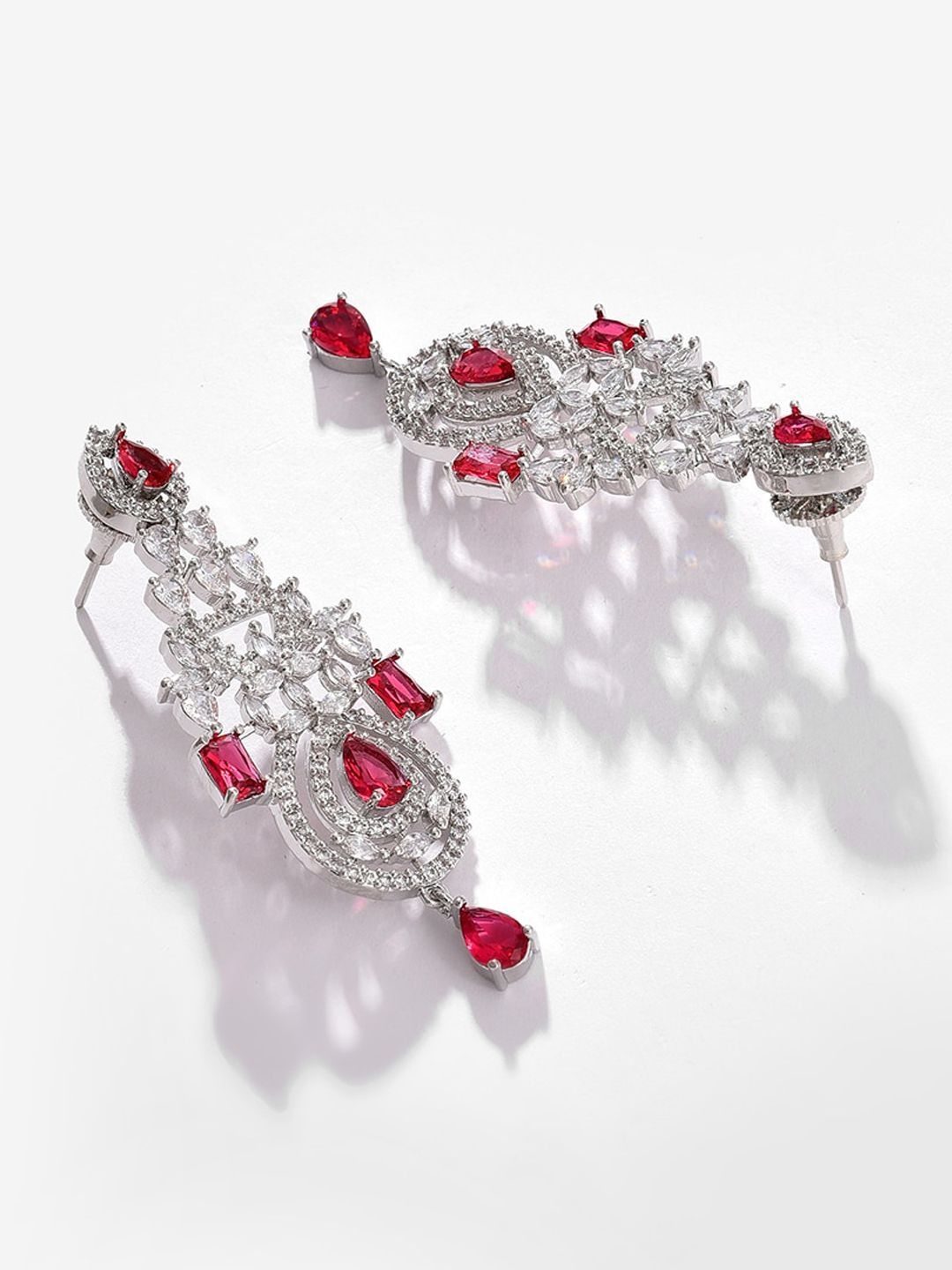 SOHI Women Silver-Plated Pink Stone Studded Jewellery Set