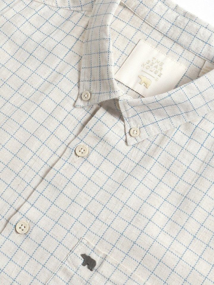 THE BEAR HOUSE Slim Fit Windowpane Checks Pure Cotton Casual Shirt