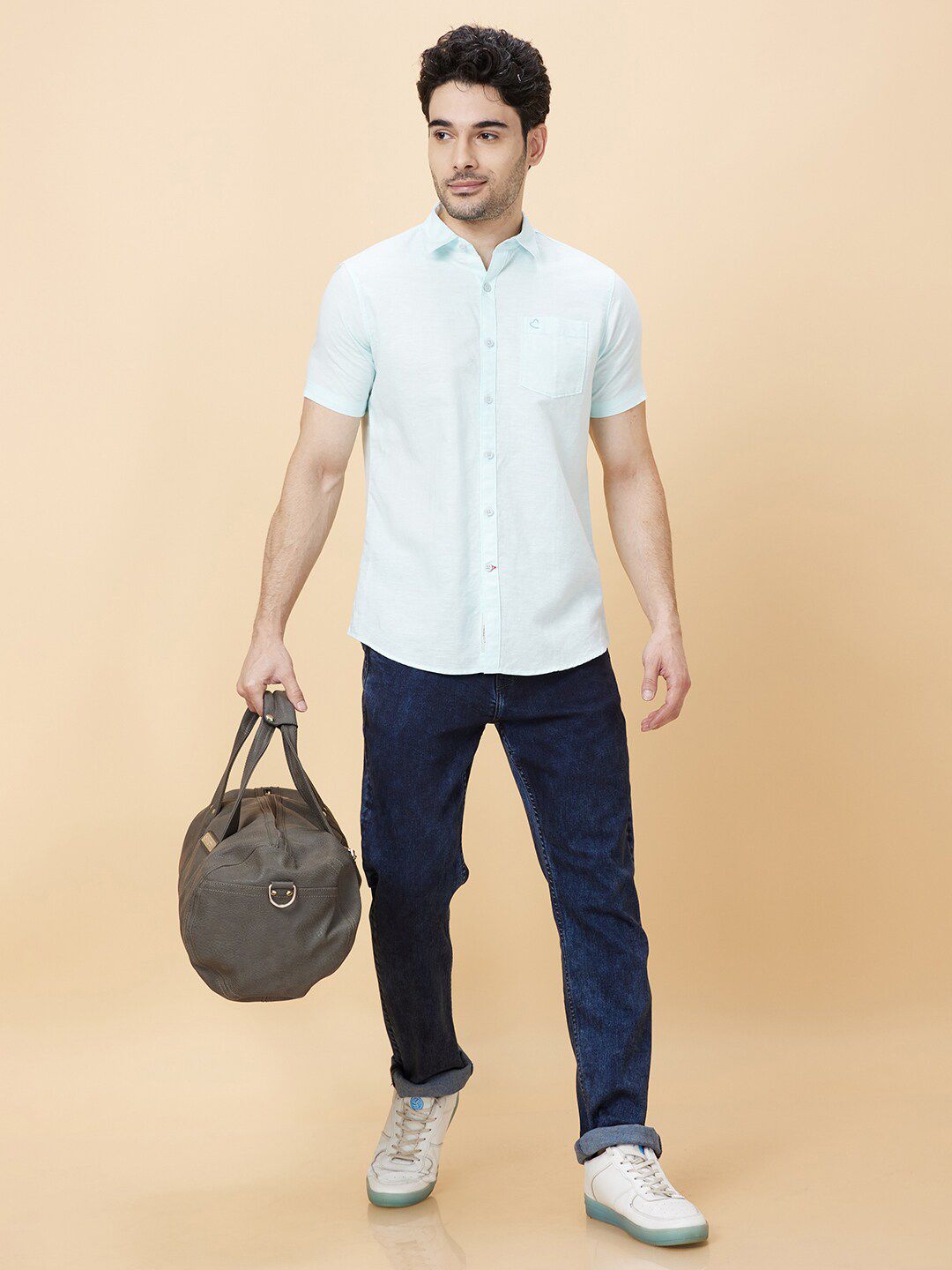 Being Human Spread Collar Slim Fit Cotton Casual Shirt