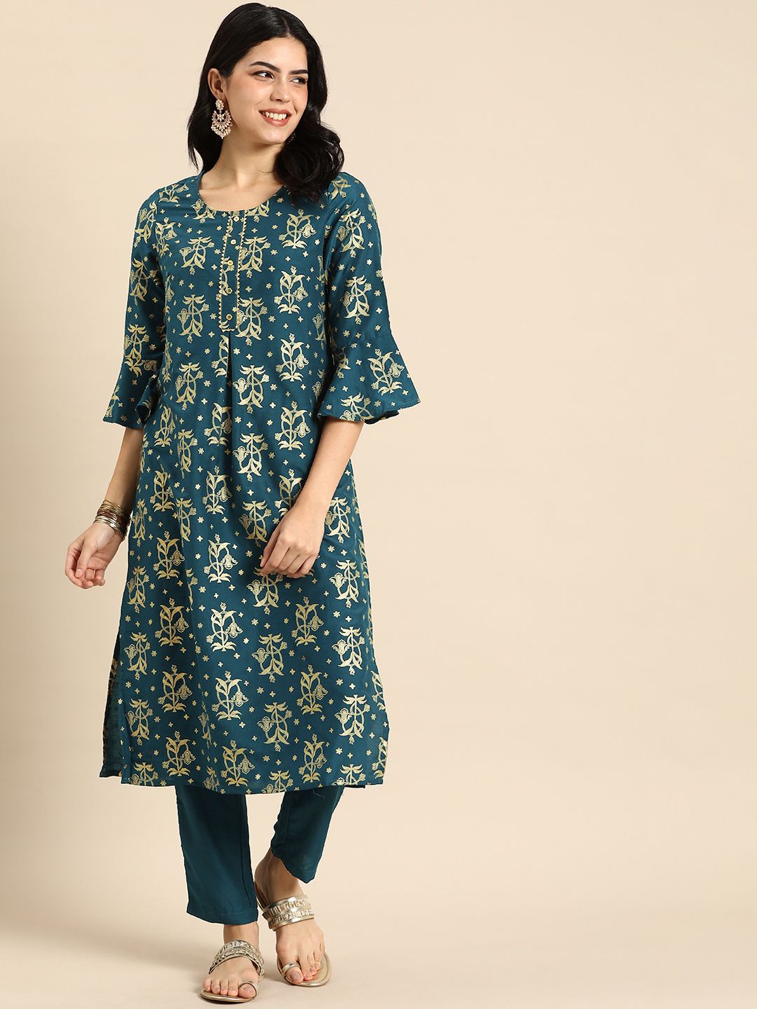 Anouk Ethnic Motifs Printed Regular Kurta with Trousers