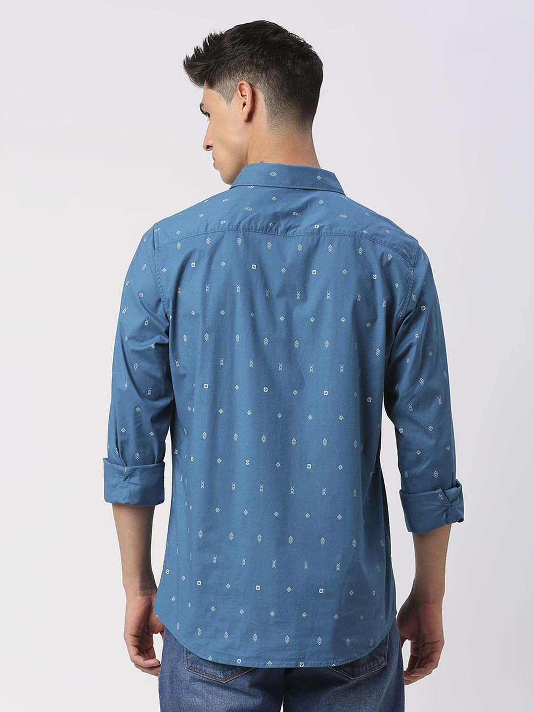 Being Human Men Slim Fit Opaque Geometric Printed Casual Shirt