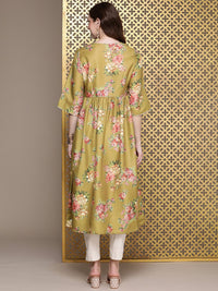 House of Pataudi Women Floral Printed Gotta Patti Floral Kurta