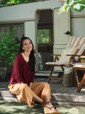 DressBerry Women Deep Burgundy Solid Top