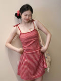 DressBerry CheckedShoulder Straps Sheath Mini Dress