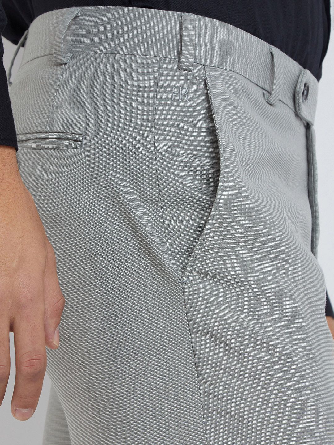 Raymond Men Grey Self Design Textured Slim Fit Formal Trousers