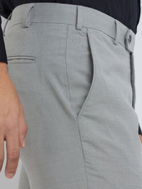 Raymond Men Grey Self Design Textured Slim Fit Formal Trousers