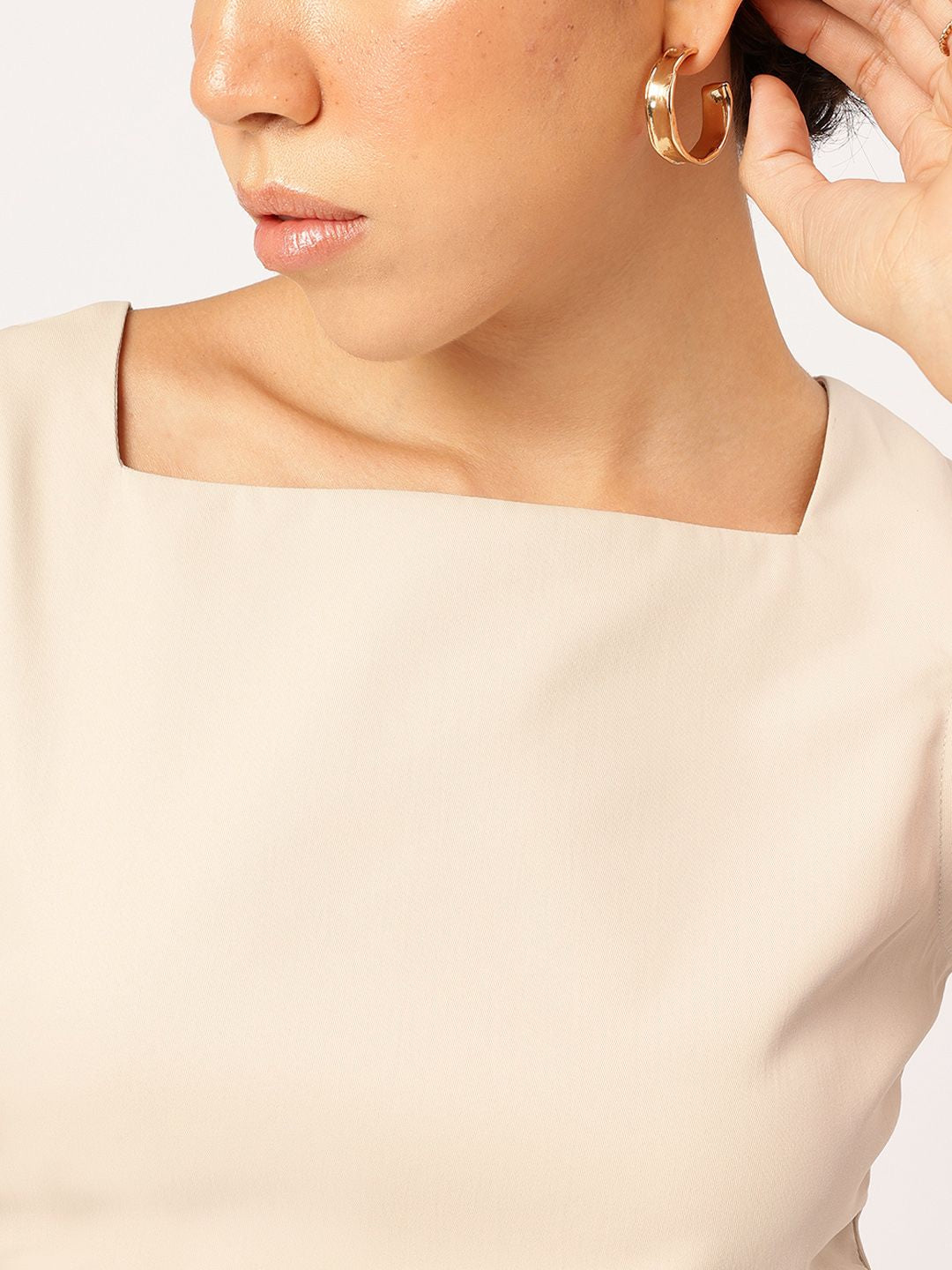 DressBerry Neutral Affair Ruched Mini Bodycon Dress