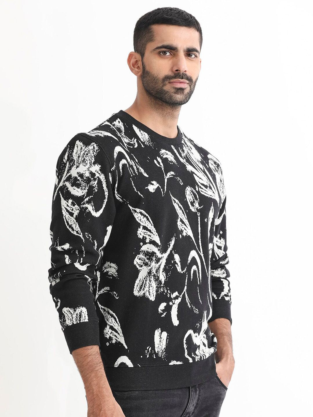 RARE RABBIT Men Thalora Floral Printed Sweatshirt