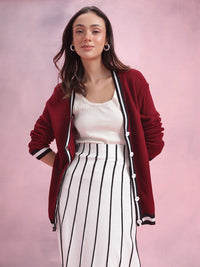 DressBerry Contrast Trim Longline Cardigan