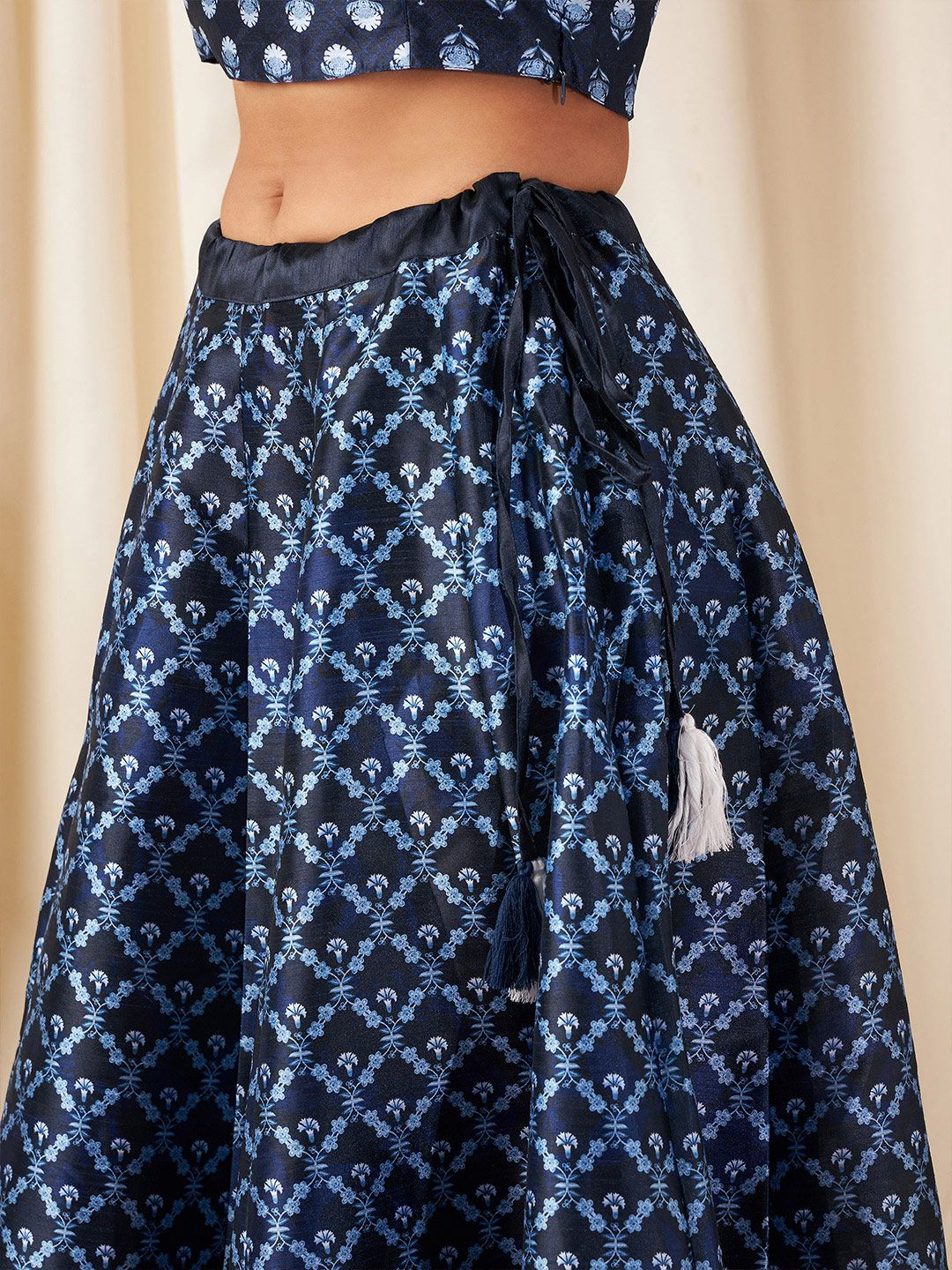 Shae by SASSAFRAS Women Deep Navy Blue Floral Skirt