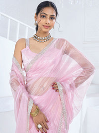 Saree mall Embellished Beads and Stones Organza Saree