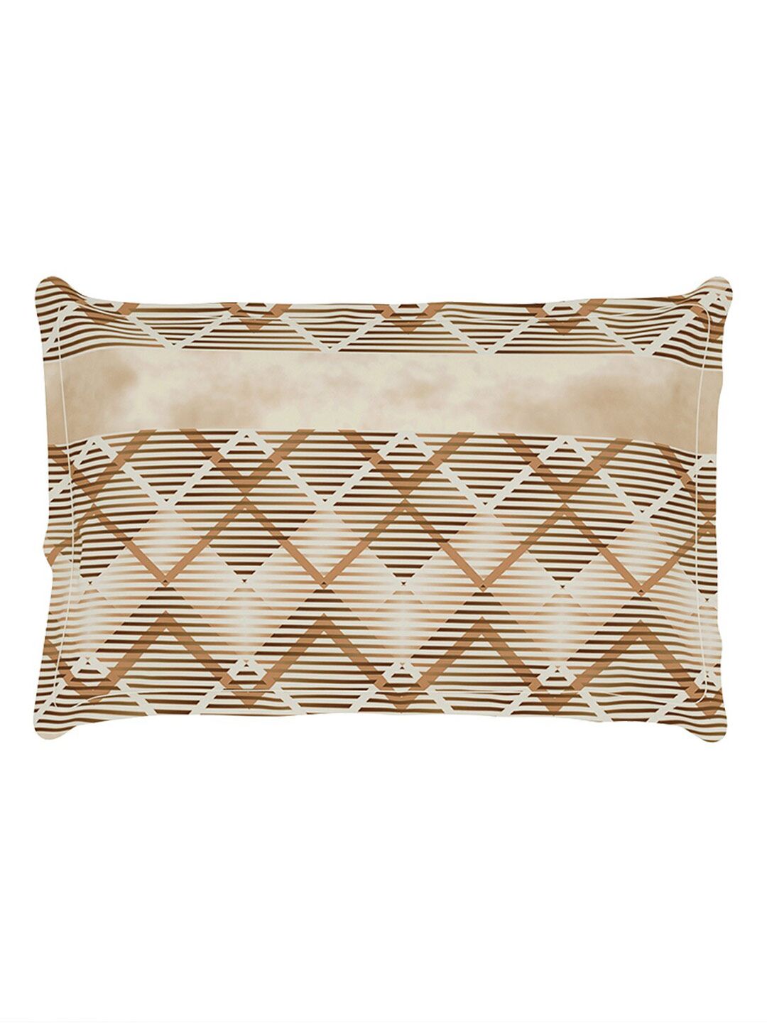 Story@home Brown & White Striped Microfiber 180 TC Single Bedsheet With 1 Pillow Cover