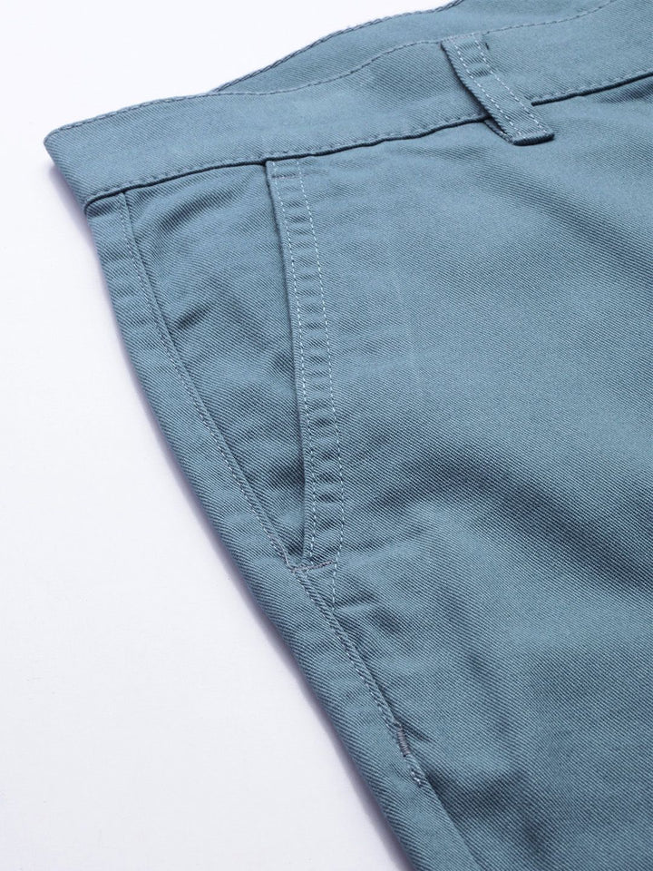The Indian Garage Co Men Blue Solid Chinos Trousers