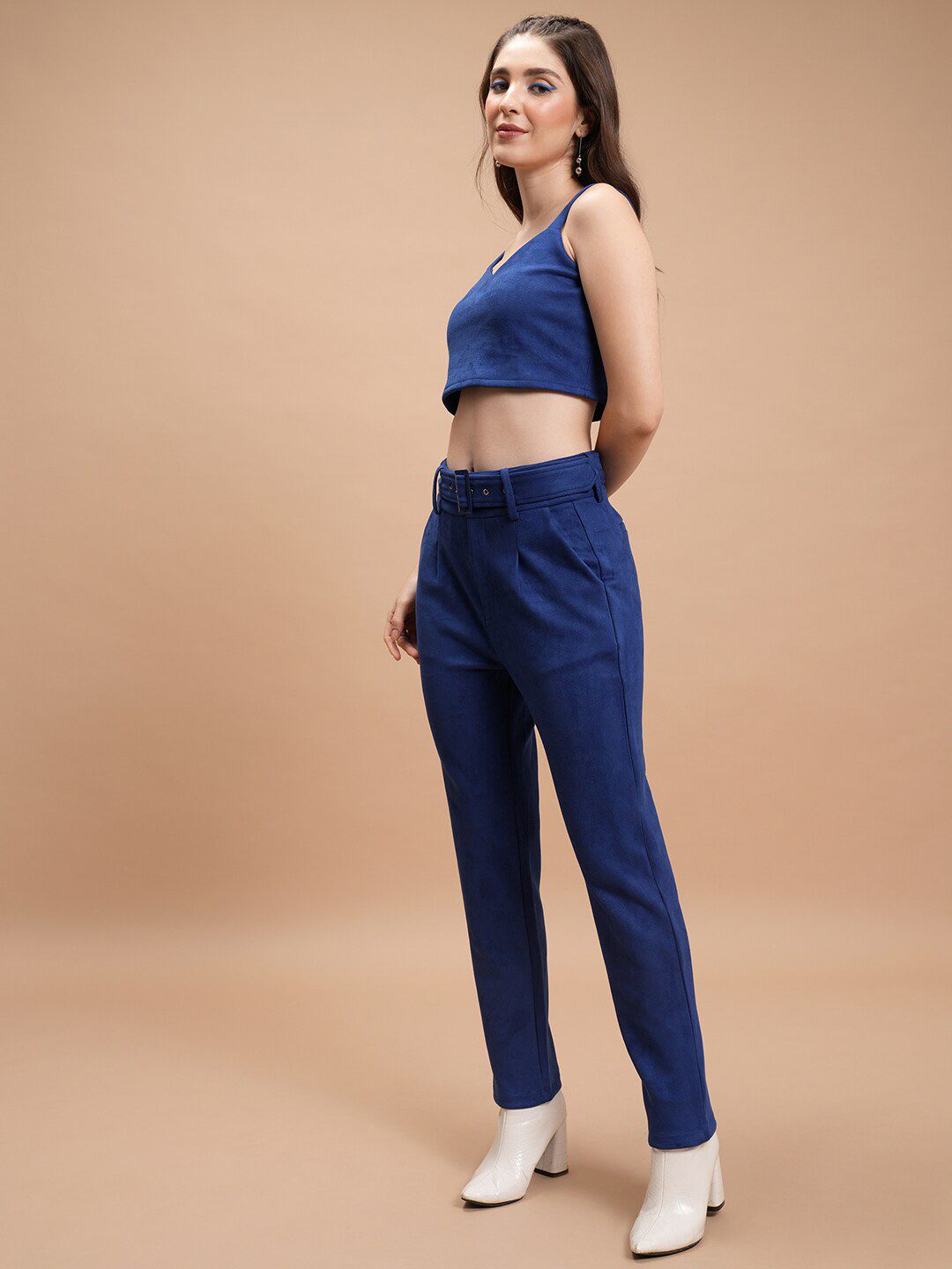 Tokyo Talkies Crop Top With Blazer And Trousers