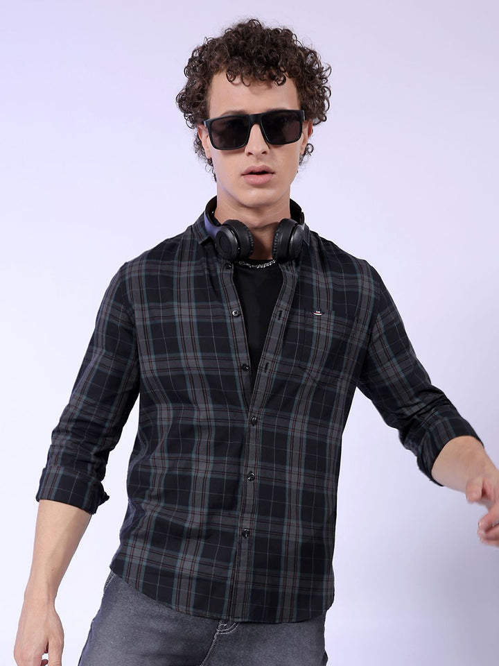 The Indian Garage Co Slim Fit Checked Pure Cotton Casual Shirt