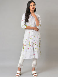 W Women Blue Printed Pathani Kurta