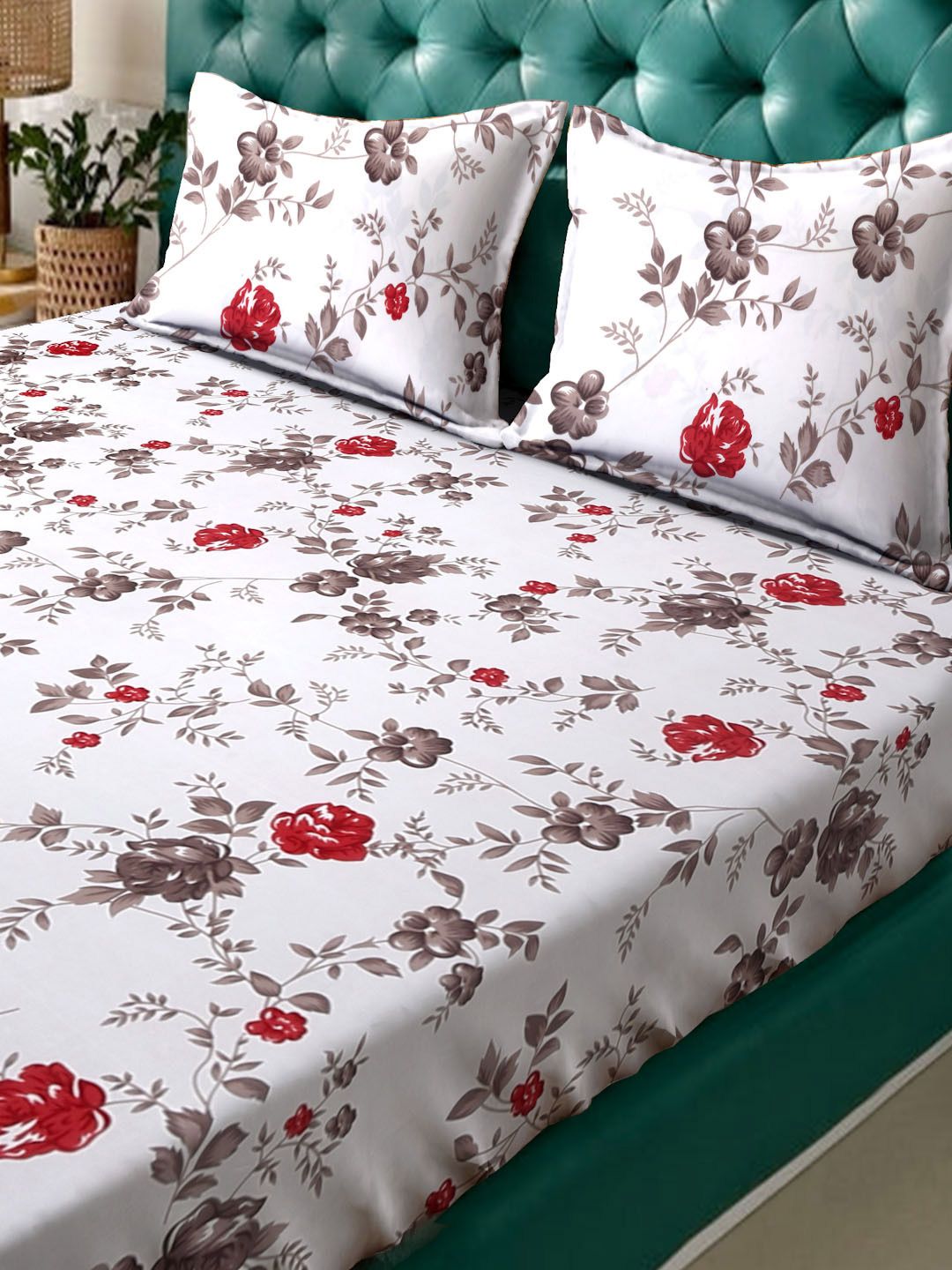 Myntra Elegant Homes White 300 TC Dilengkapi Cadar King Dengan 2 Sarung Bantal-250X225 sm