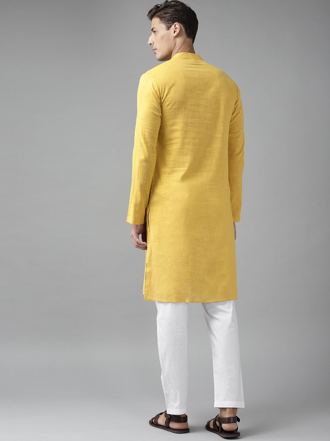 See Designs Men Yellow Regular Pure Cotton Kurta with Pyjamas