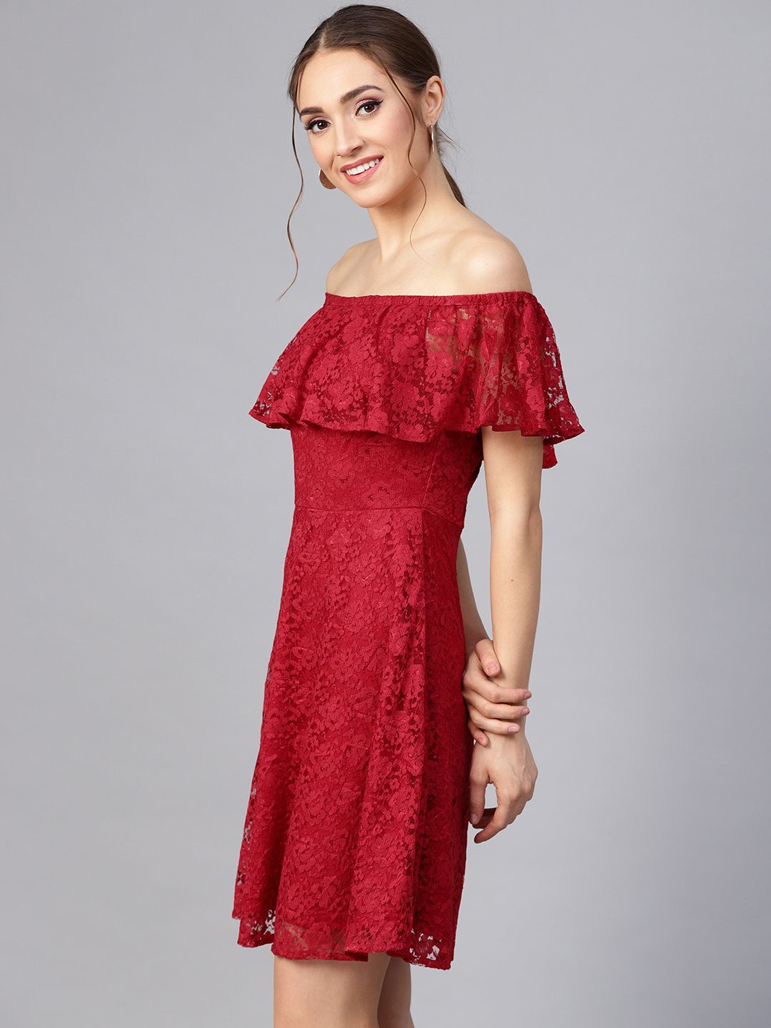 STREET 9 Red Lace Layered Fit & Flare Dress