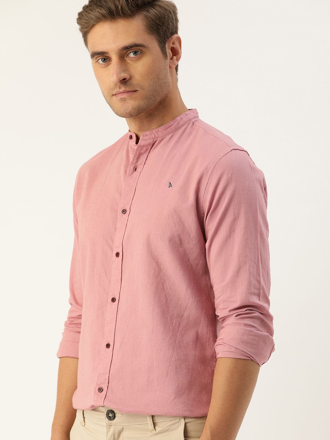 Mr Bowerbird Men Pink Tailored Fit Solid Casual Shirt