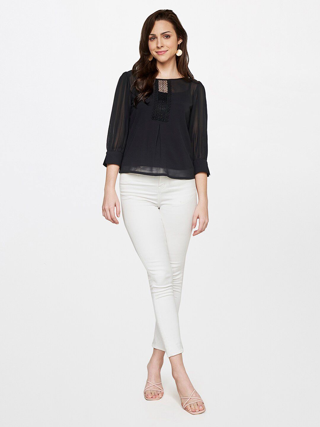 AND Black Women's Self Design Lace Up Top
