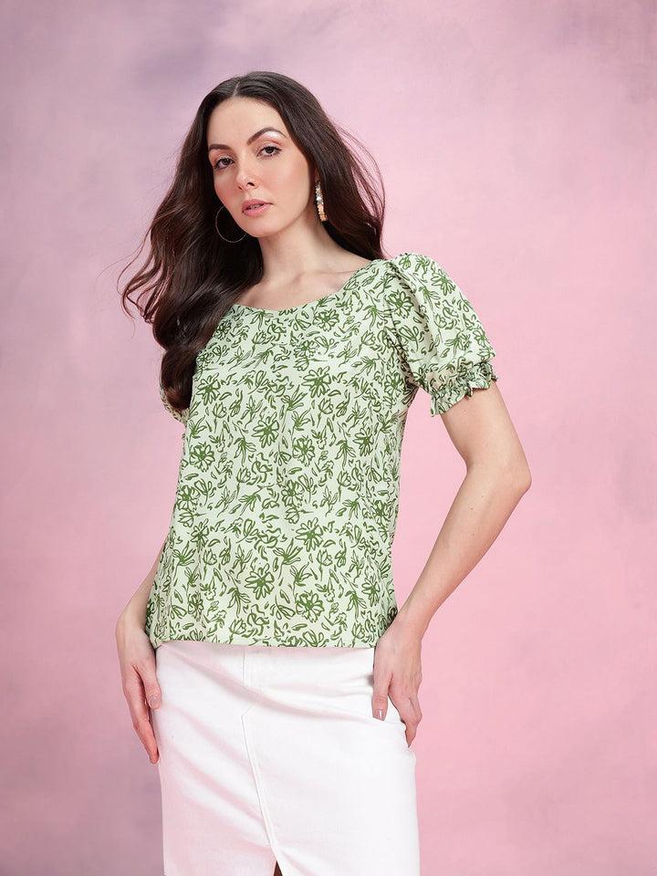 DressBerry Floral Print Puff Sleeve Top