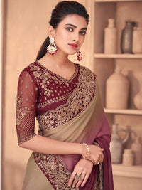 Saree mall Ombre Embroidered Poly Georgette Saree