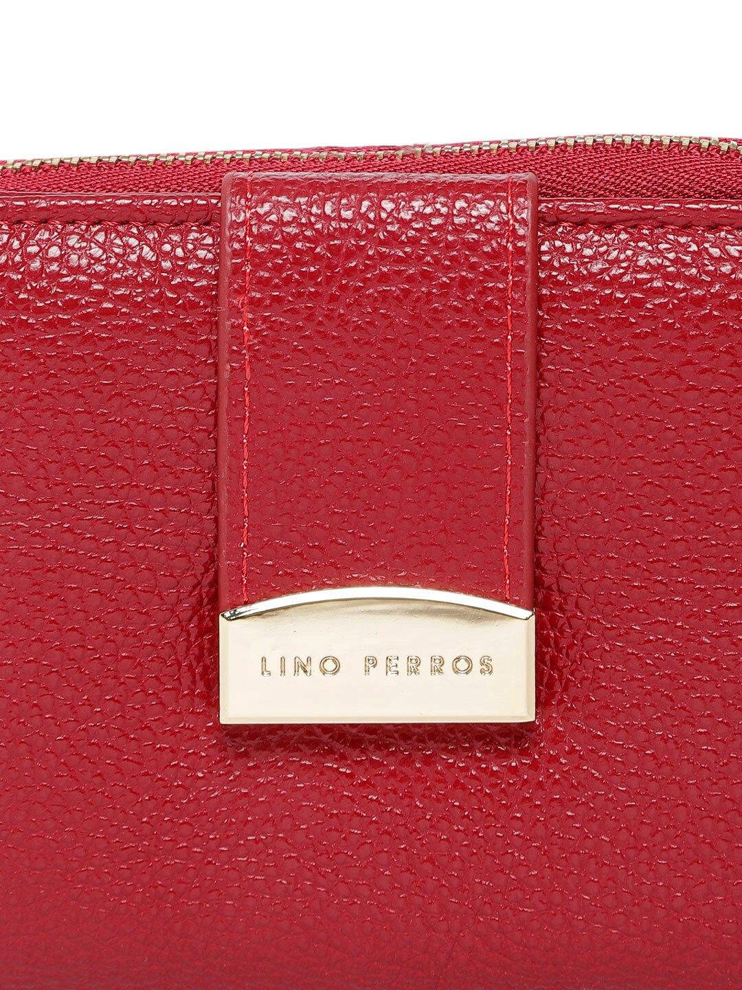 Lino Perros Women Red Textured Two Fold Wallet
