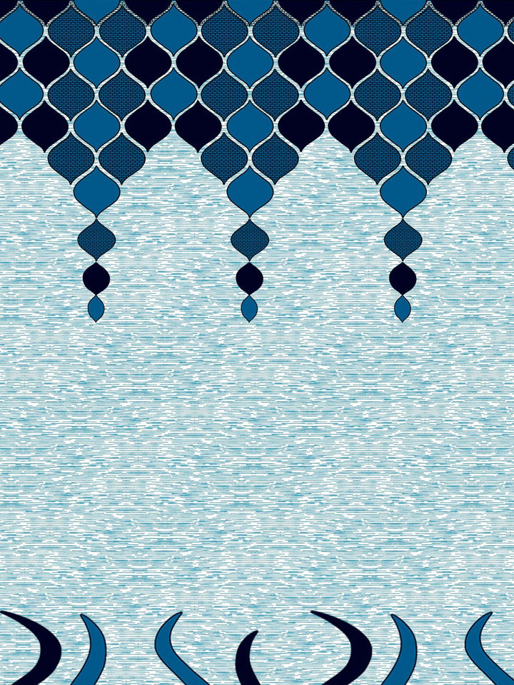 Story@home Blue & Grey 2 Pieces Geometric Window Curtain