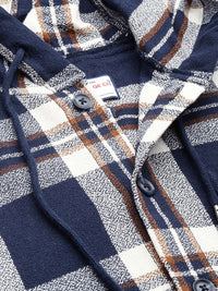 The Indian Garage Co Men Regular Fit Checked Casual Hooded Overshirt