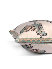 STITCHNEST Green & White 5 Pieces Ethnic Motifs Printed Velvet Square Cushion Covers