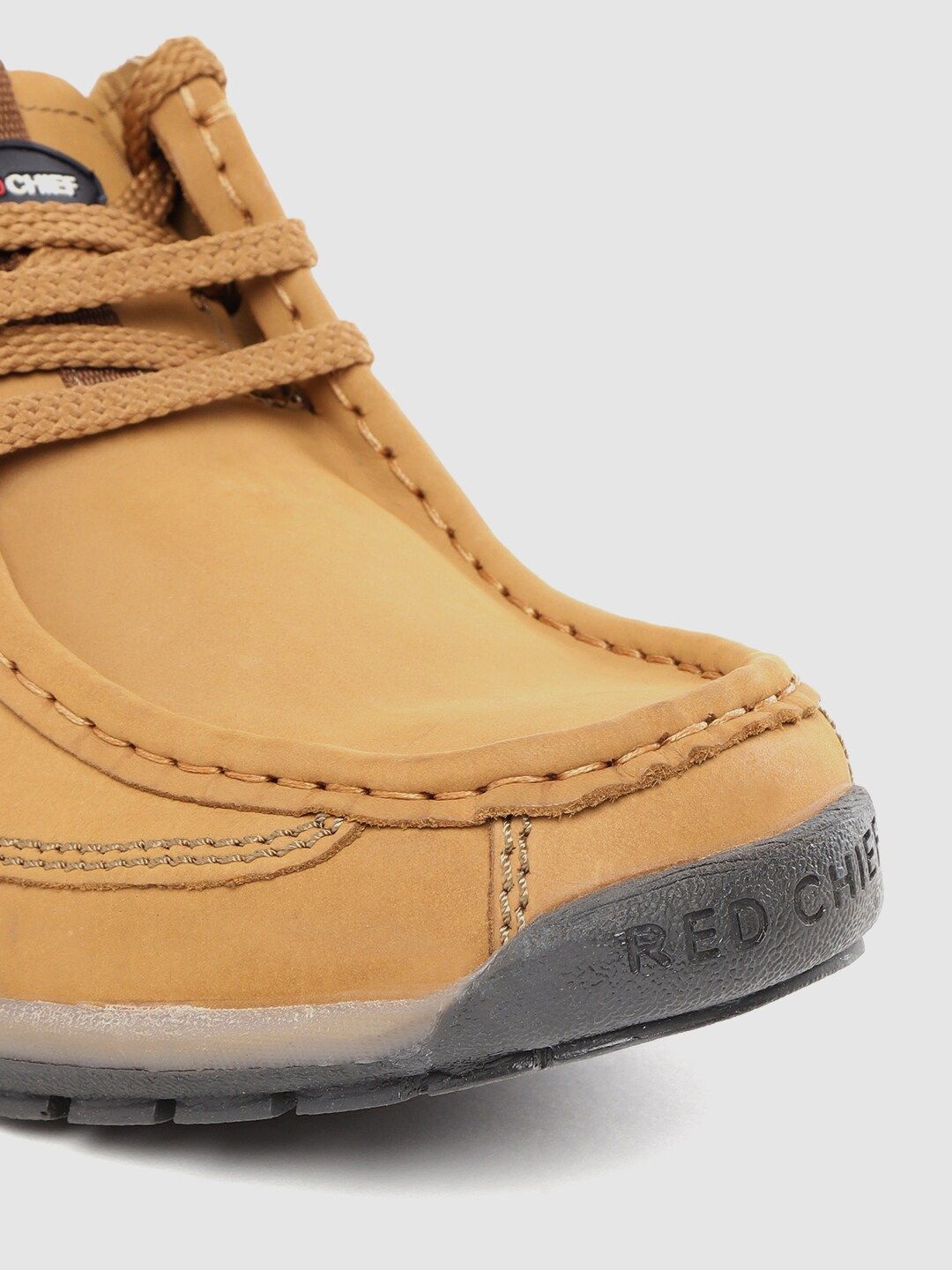Red Chief Men Camel Brown Solid Leather Flat Boots