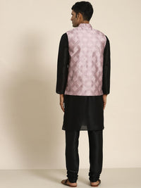 SOJANYA Men Black Kurta with Churidar with Nehru Jacket