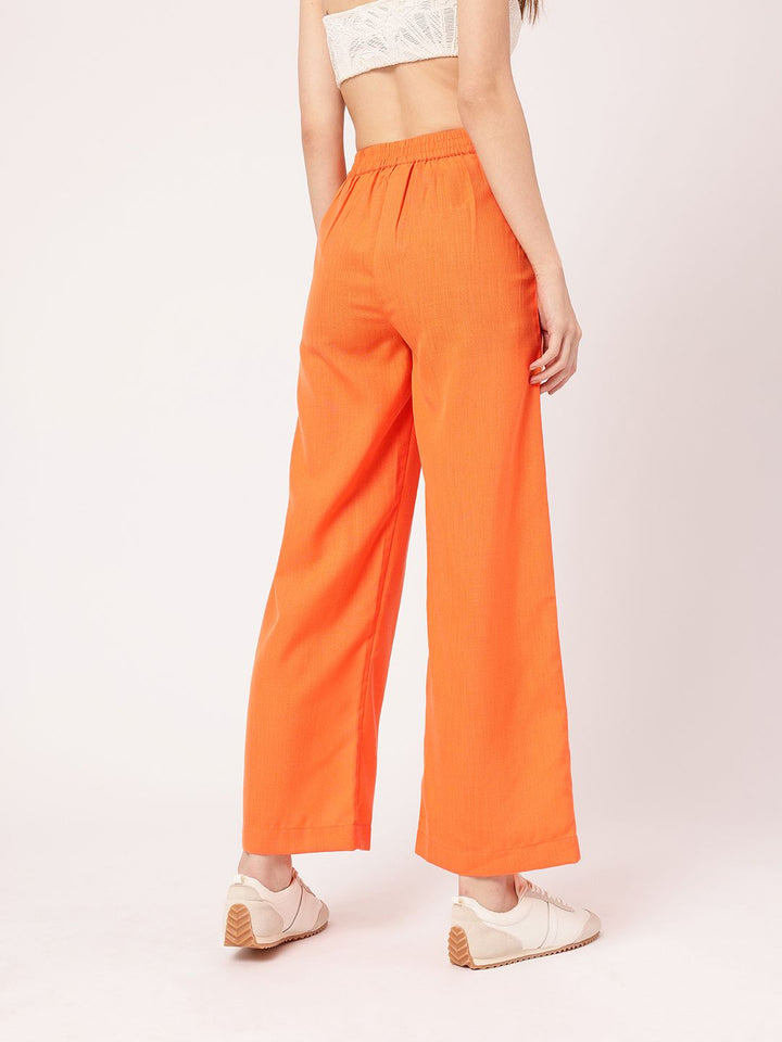 Femme Chic Ribbon Tie-Up Pleated High-Rise Trousers