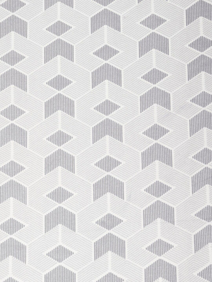 KLOTTHE Grey & White Fitted Printed 300 TC Single Bedsheet & 1 Pillow Cover