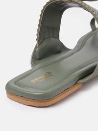 Anouk Women Woven Ethnic One Toe Flats with Tassels